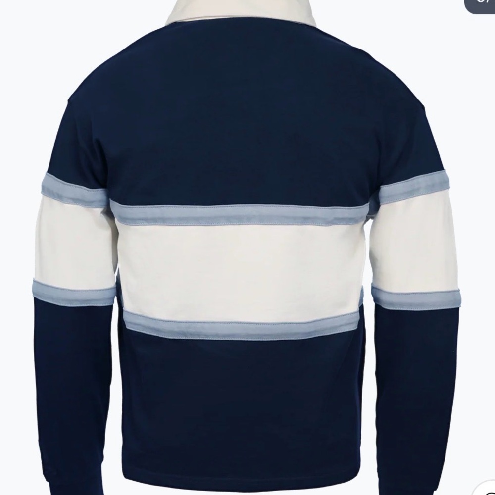 Wizarding World Hogwarts crest Rugby Pullover - Navy & Cream Stripe - Picture 7 of 10